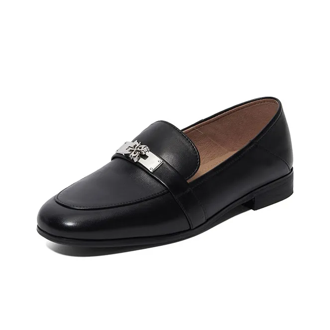 PT'SON Loafers 2cm Women's Black Brown-1