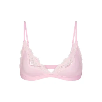 SKIMS Valentine's Day FITS EVERYBODY LACE TRIANGLE BRALETTE Bra Women's Cherry Blossom Tonal
