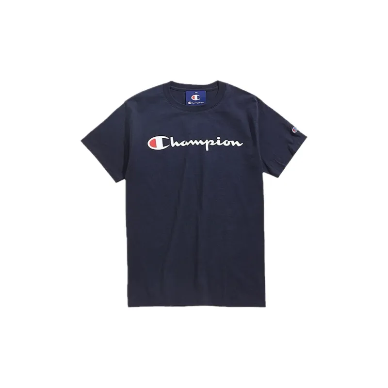 Champion T Shirts Unisex Gold+Navy Blue-2