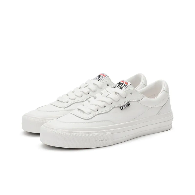 Vision Street Wear Flat Top White Sneakers Low Top Skateboard Shoes Unisex White-2