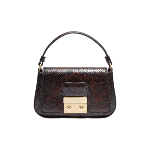 3.1 Phillip Lim Python Pattern Embossed Leather Shoulder Bag Crossbody Bag Handbag Women's Chocolate