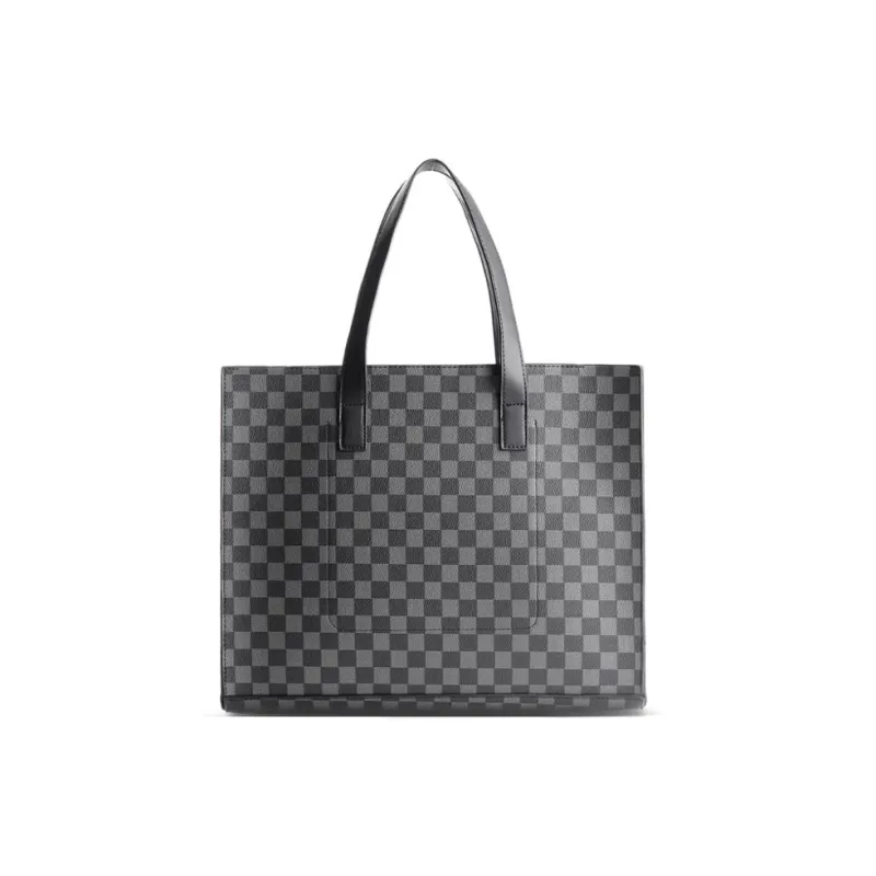 ALNI BITTON PU Handbag Shoulder Bag Crossbody Bag Regular Men's Black/Matte Gray/Textured Black/Plaid-29