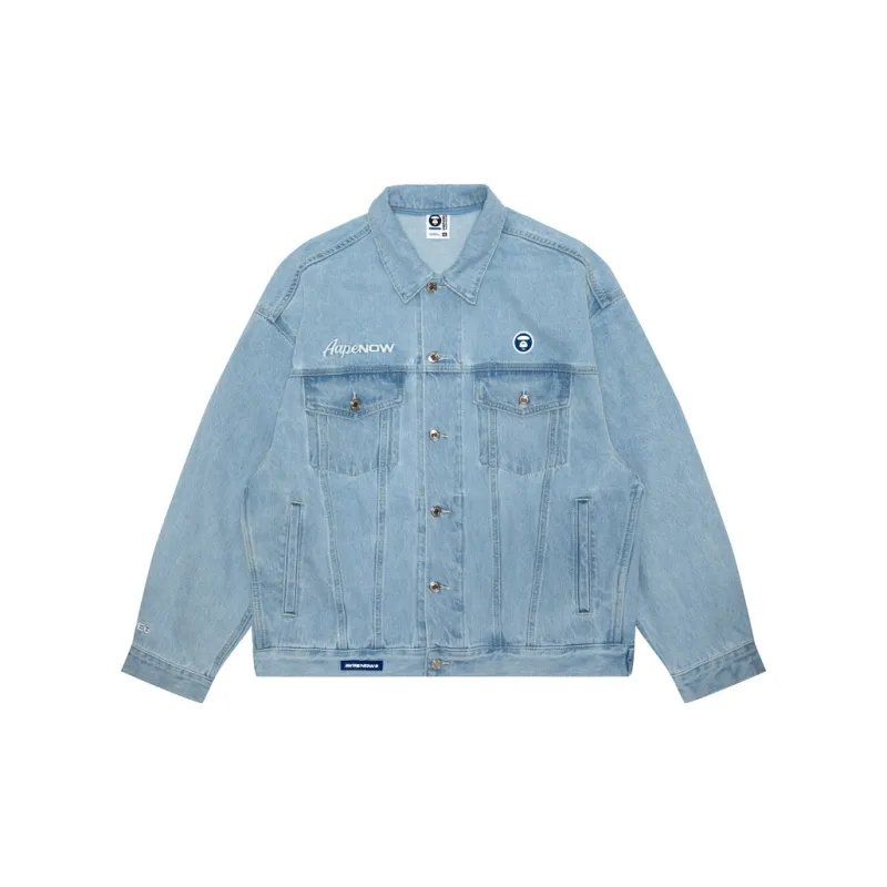 Aape By *A Bathing APE® Logo appliqué Hooded Denim Jacket-2