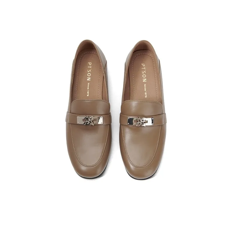 PT'SON Loafers 2cm Women's Black Brown-12