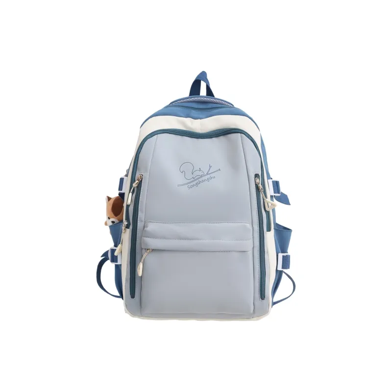 Banyanu Nylon Backpack Regular Unisex Ecru/Light Gray/Pink/Green Blue-4