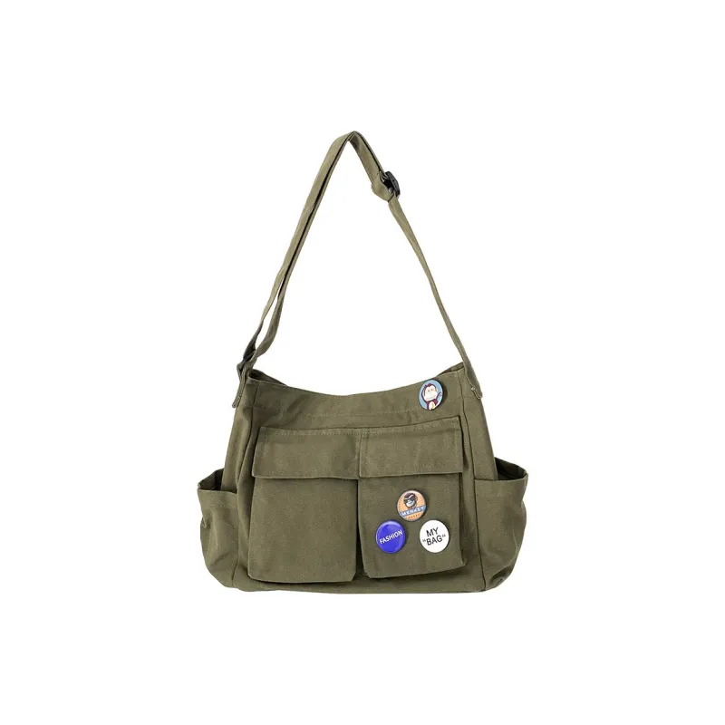 GEERDUN Canvas Bag, Crossbody Shoulder Bag Regular Women's White/Green/Black/Brown-3