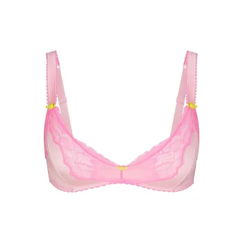 SKIMS Valentine's Day Collection STRETCH SATIN LACE TRIANGLE BRALETTE Bra Women's CHERRY BLOSSOM/Cherry Blossom