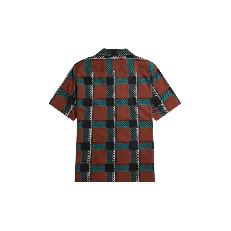 FRED PERRY Glitch Tartan Revere Collar Shirt Shirt Men's Brown-1