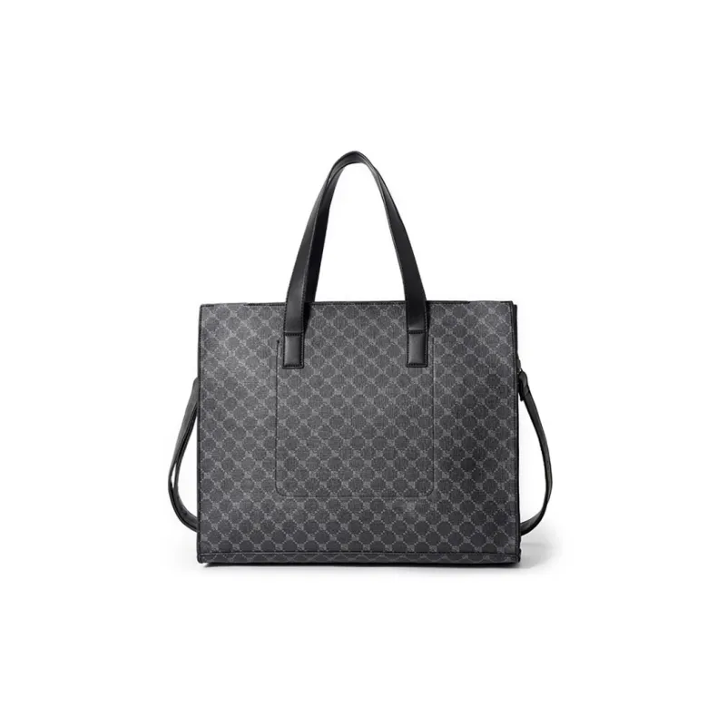 ALNI BITTON PU Handbag Shoulder Bag Crossbody Bag Regular Men's Black/Matte Gray/Textured Black/Plaid-19