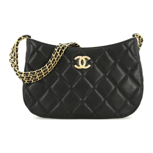 CHANEL Grained Calfskin 24C Hobo Bag Black AS4612