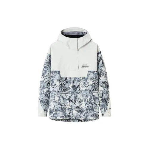 ANTA Windbreaker Jackets Women's Chalcedony White/Full-Coverage Print