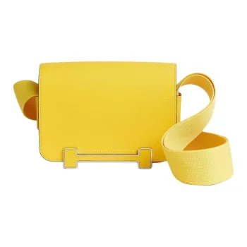 HERMES Geta Mysore Goat Skin Wooden Sandal Bag Crossbody Bag Shoulder Bag Women's Naples Yellow