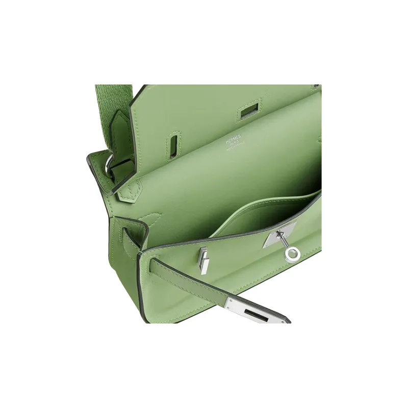 HERMES Jypsiere Swift Calfskin Shoulder Bag, Crossbody Bag Mini Women's Green-3