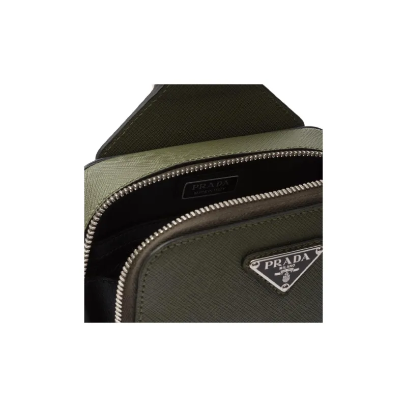 PRADA Saffiano Leather Shoulder Bag Crossbody Bag Sling Bags Men's Green-3
