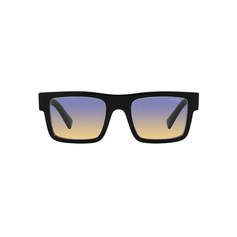 PRADA Acetate Rectangular Sunglasses Unisex Black-1