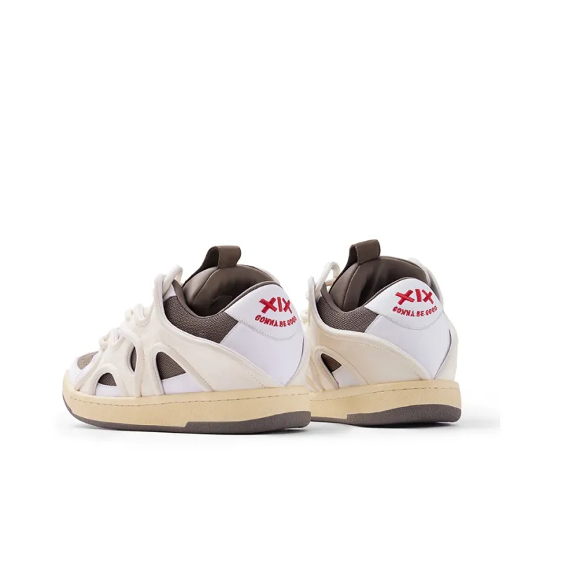 XIX Platform Puffy Shoes Anti Slip And Wear Resistant Height Increasing Low Top Skateboard Shoes Unisex Mocha-4
