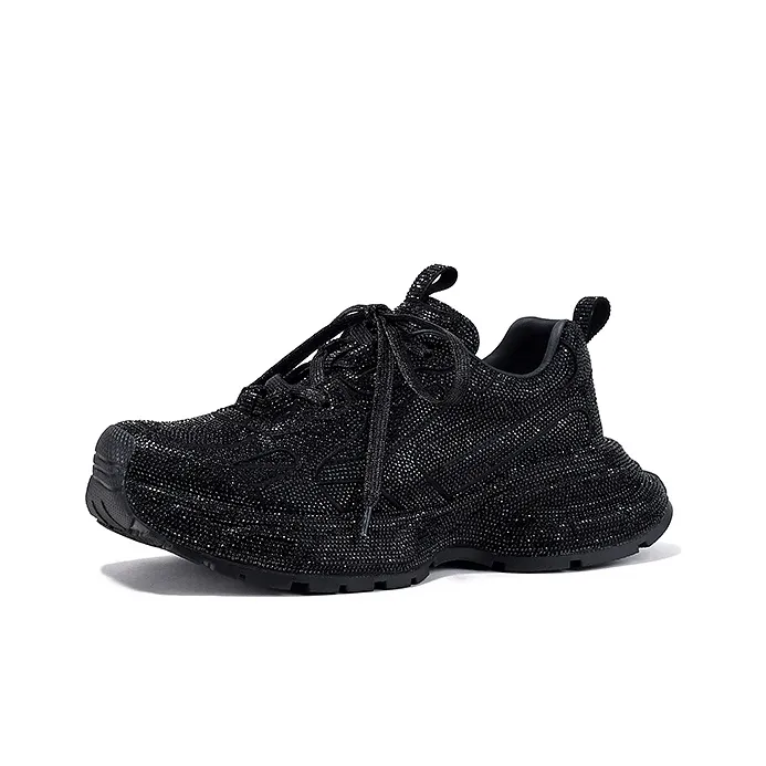 SELAIYA Anti Slip And Wear Resistant Height Increasing Low Top Chunky Sneakers Women's Black-0