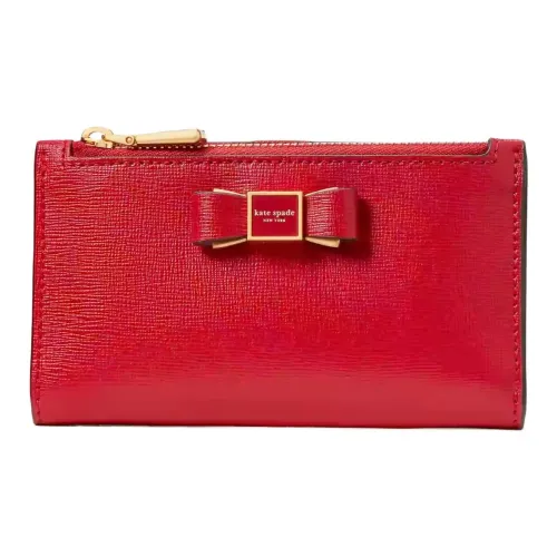 Kate Spade Saffiano Leather Coin Purse Card Holder Wallet Small Size Women's Cherry Red