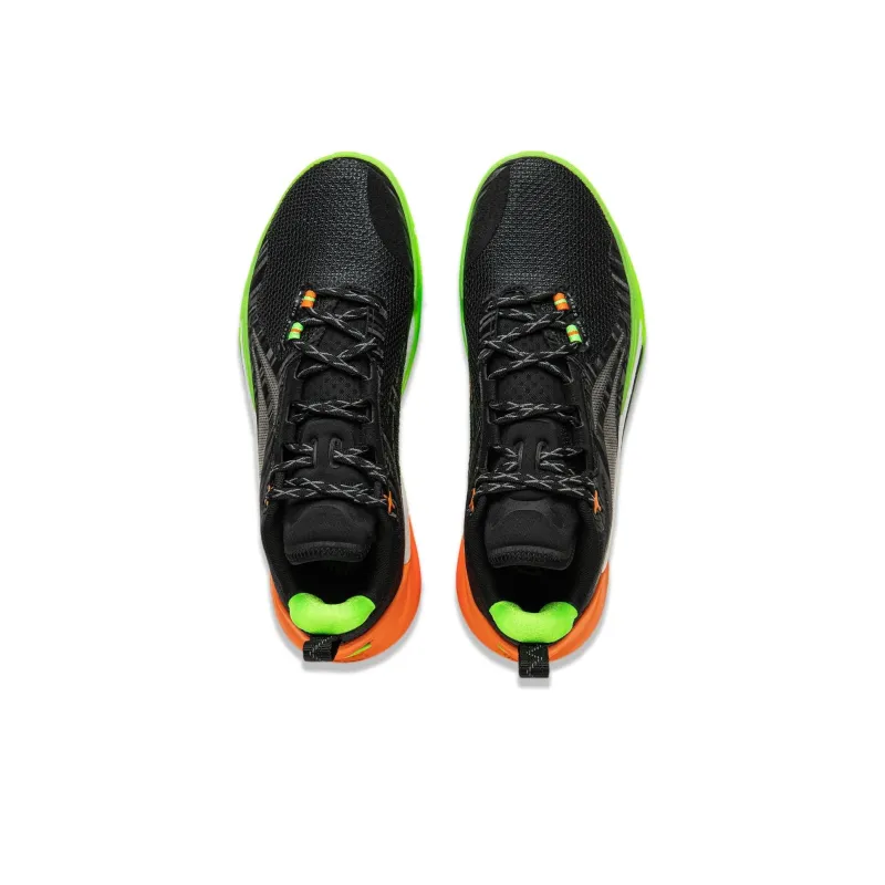 LINING Speed 10 Basketball Shoes Men Low Top Black Green Orange-4
