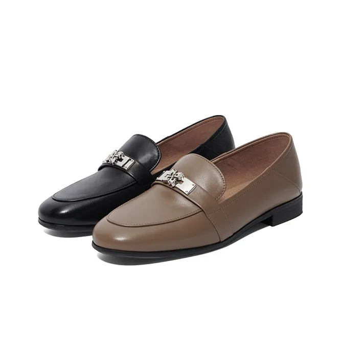 PT'SON Loafers 2cm Women's Black Brown-5