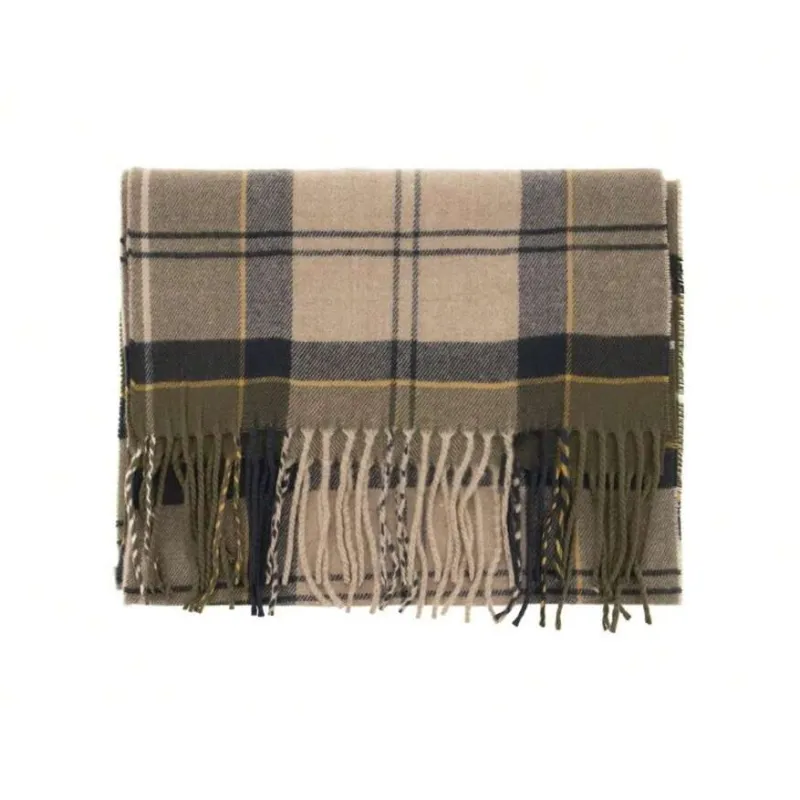 BARBOUR Check-Printed Frayed-Edge Scarf-1