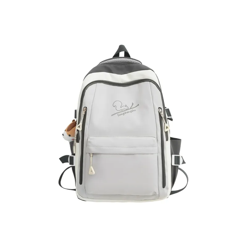 Banyanu Nylon Backpack Regular Unisex Ecru/Light Gray/Pink/Green Blue-1