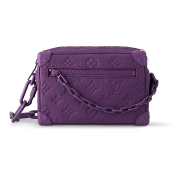 LOUIS VUITTON SOFT TRUNK Taurillon Monogram Embossed Cow Leather Shoulder Bag Crossbody Bag Mini Men's Purple Night