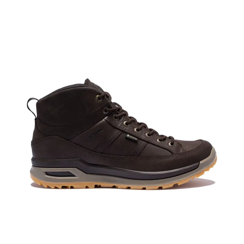 Lowa Prague Hiking / Trekking Shoes Men Mid Top Dark Brown-1