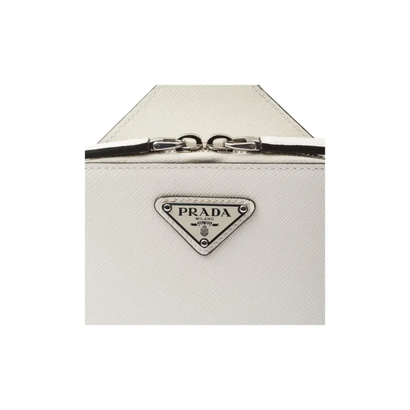 PRADA Saffiano Cow Leather Shoulder Bag Crossbody Bag Sling Bags Men's White-4