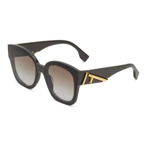 FENDI Acetate Metal Irregular Shape Sunglasses Women's Black