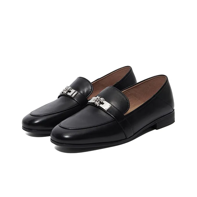 PT'SON Loafers 2cm Women's Black Brown-4