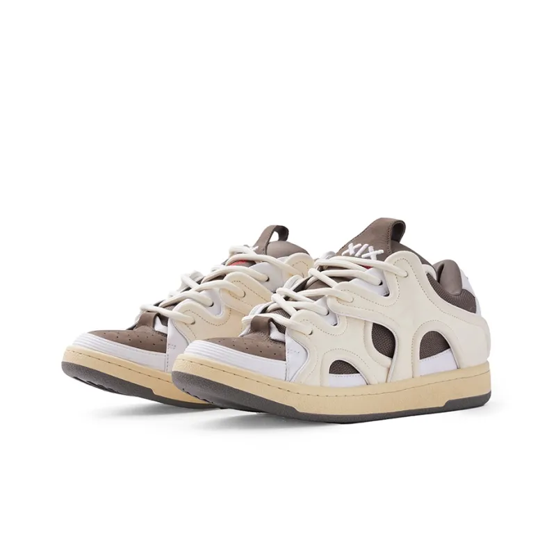 XIX Platform Puffy Shoes Anti Slip And Wear Resistant Height Increasing Low Top Skateboard Shoes Unisex Mocha-0