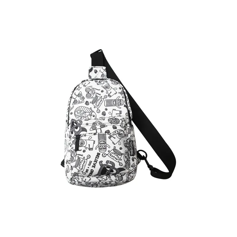 GKY Nylon Sling Bag Regular Unisex White & Black-1