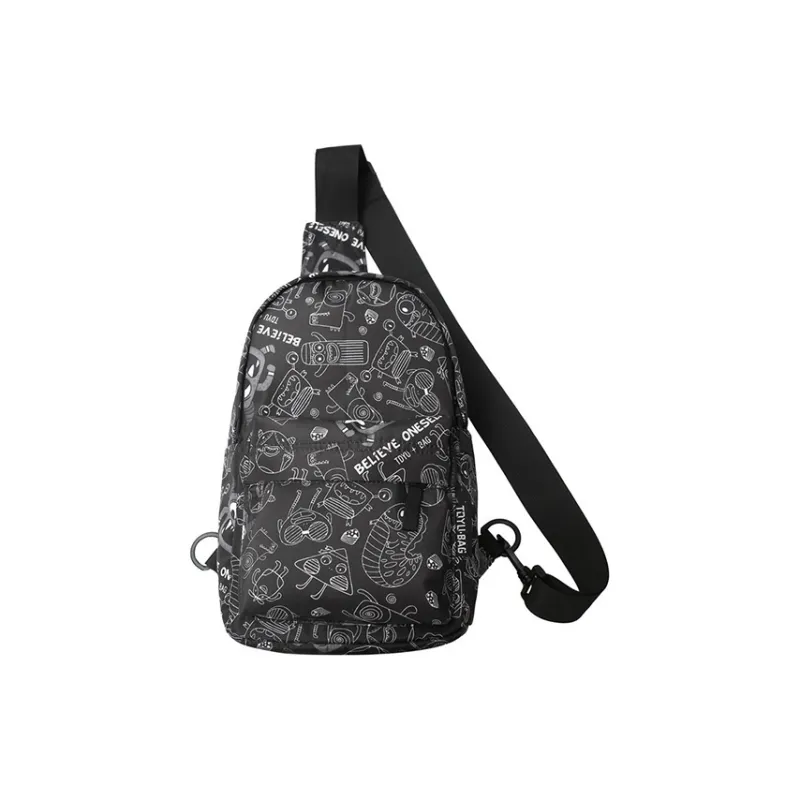 GKY Nylon Sling Bag Regular Unisex White & Black-7