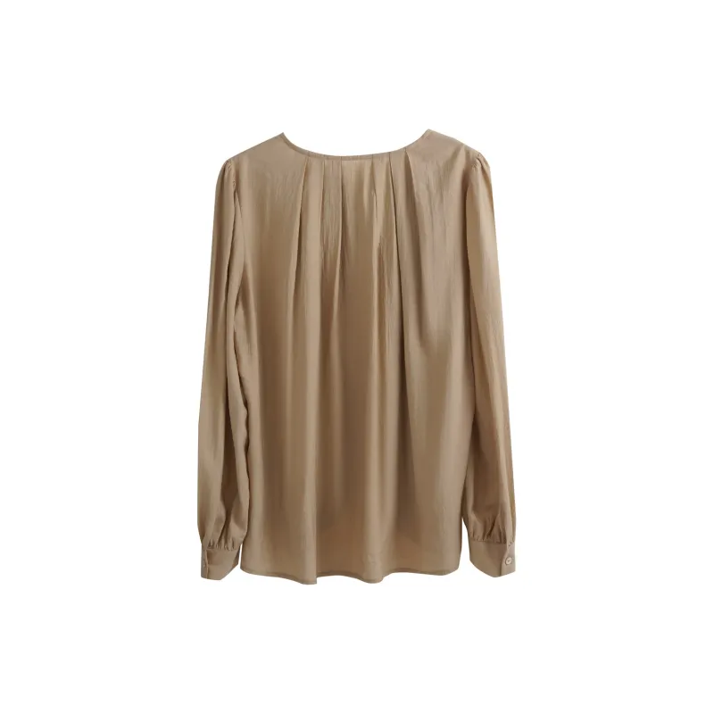 Olrain SS24 Chiffon Shirts Women's Milk Tea Beige-1