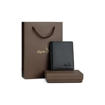 AUGTARLION Genuine Leather Leather Clip Wallet Regular Men's Black