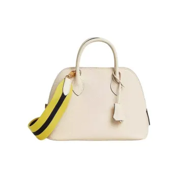 HERMES Bolide Epsom Leather Bowling Bag, Shoulder Bag, Crossbody Bag, Handbag Women's White & Yellow