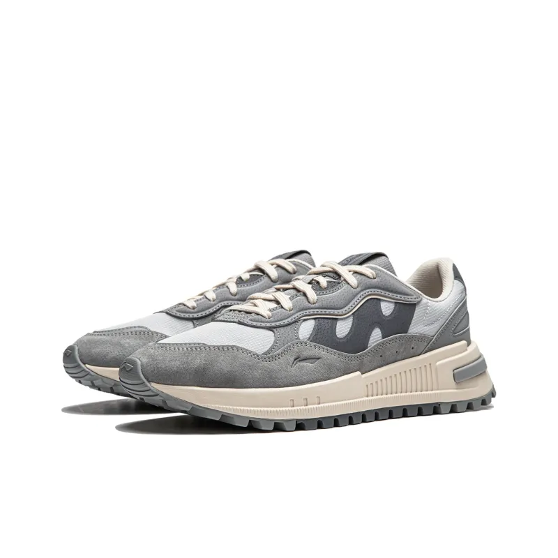 LiNing Sports Life Collection Anti Slip Wear Resistant Low Top Casual Shoes Men's Ultimate Gray-2