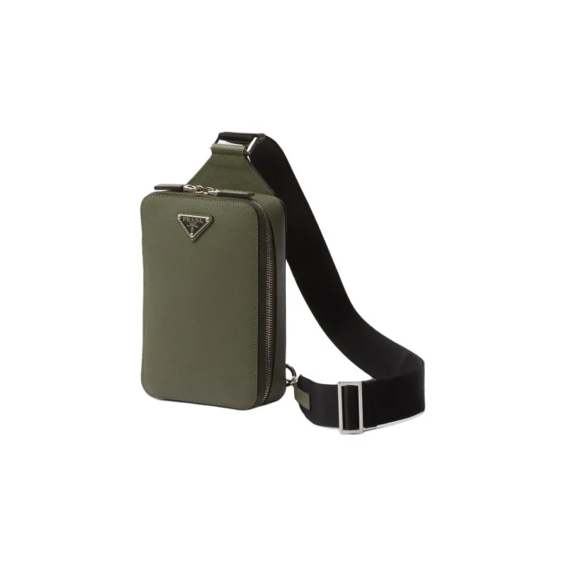 PRADA Saffiano Leather Shoulder Bag Crossbody Bag Sling Bags Men's Green-1