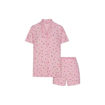 SKIMS Valentine's Day Collection SOFT LOUNGE SHORT SLEEP SET Pajama Set Women's Cherry Blossom Print