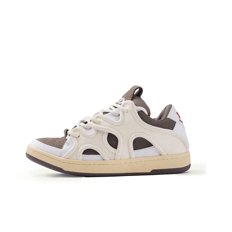 XIX Platform Puffy Shoes Anti Slip And Wear Resistant Height Increasing Low Top Skateboard Shoes Unisex Mocha-1