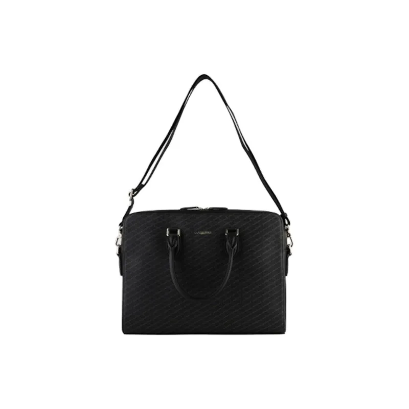 POURCHET Jacquard With Leather Shoulder Bag Crossbody Bag Handbag Regular Men's Black-3