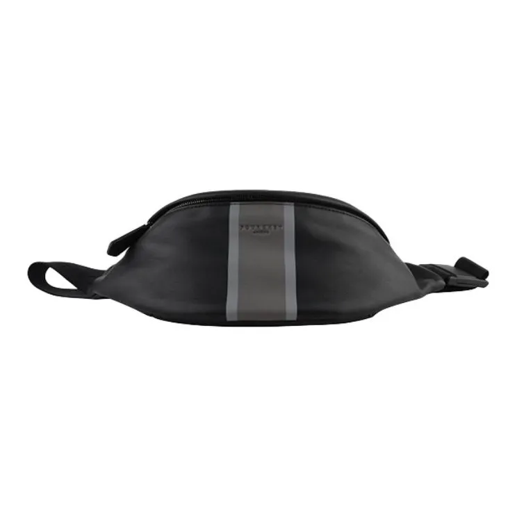 POURCHET Top Grain Cow Leather Fanny Pack Medium Size Men's Black-4