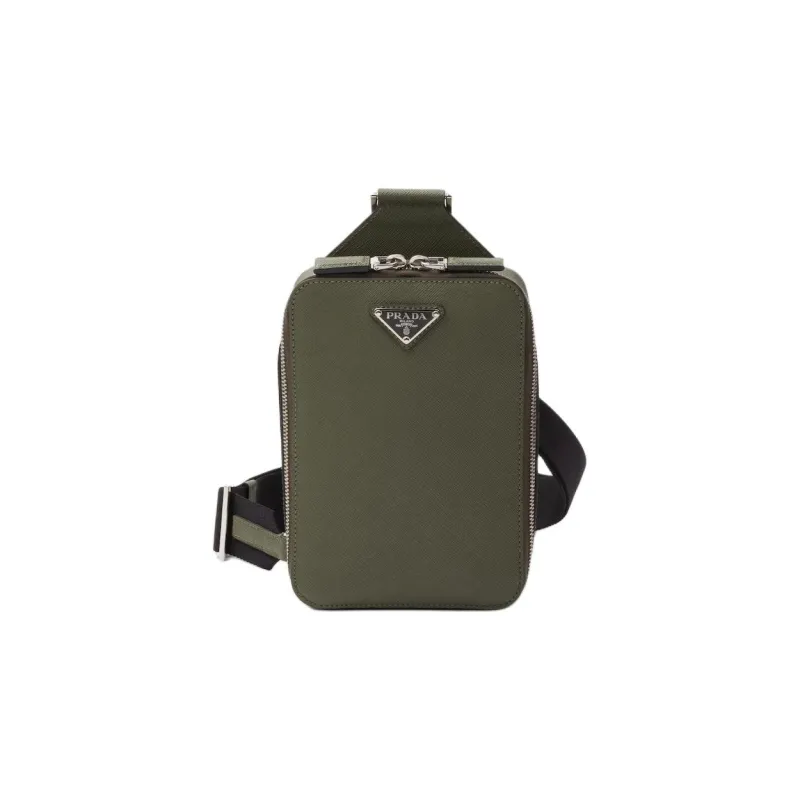 PRADA Saffiano Leather Shoulder Bag Crossbody Bag Sling Bags Men's Green-0