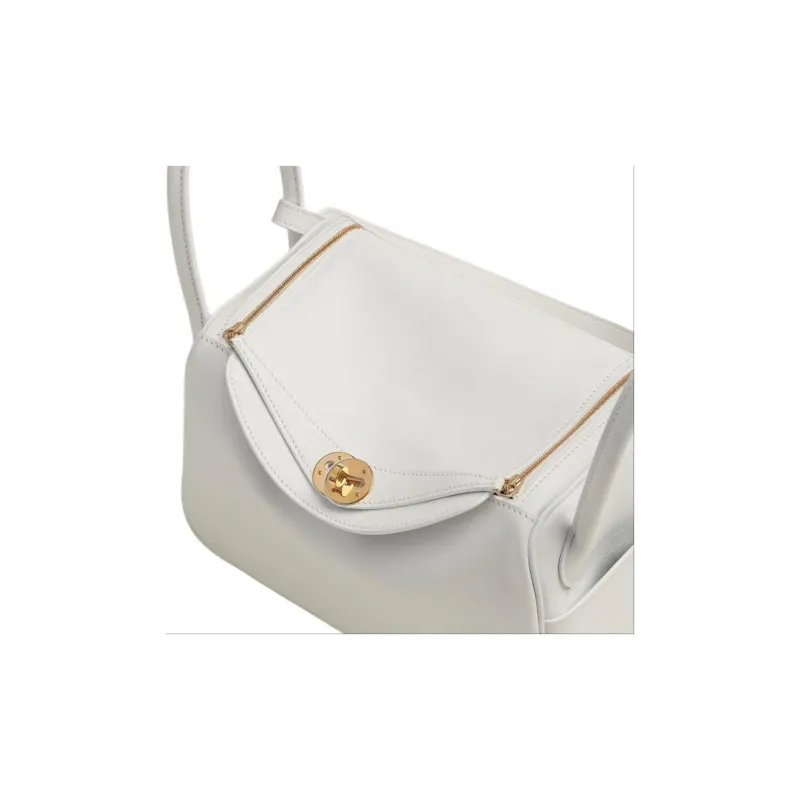 HERMES Lindy Evercolor Calfskin Portable Crossbody Bag, Shoulder Bag Women's 0U New White New White-4