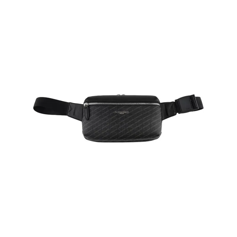 POURCHET Jacquard With Leather Fanny Pack Sling Bags Regular Men's Black-0