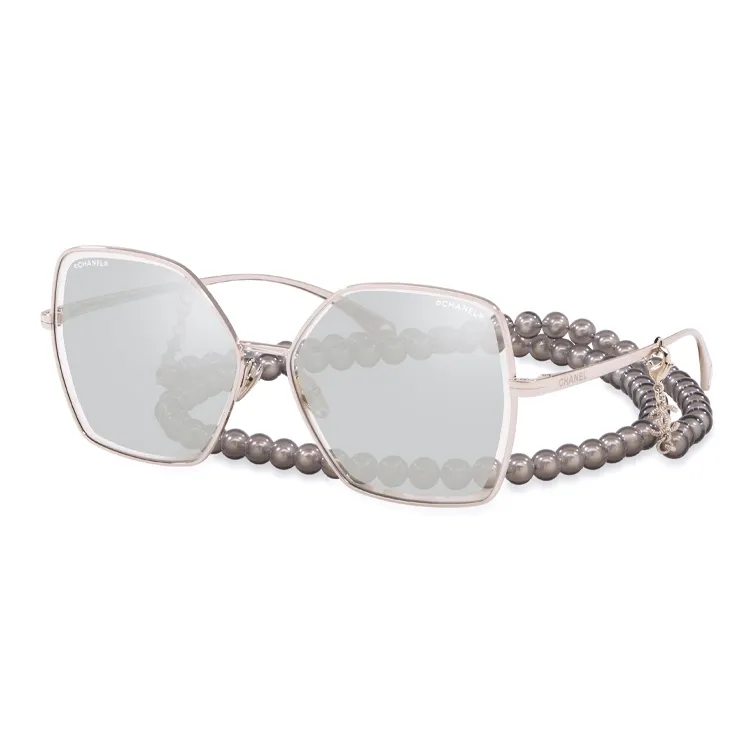 CHANEL Sunglasses Women's Silver Frame With Gold Lens-0