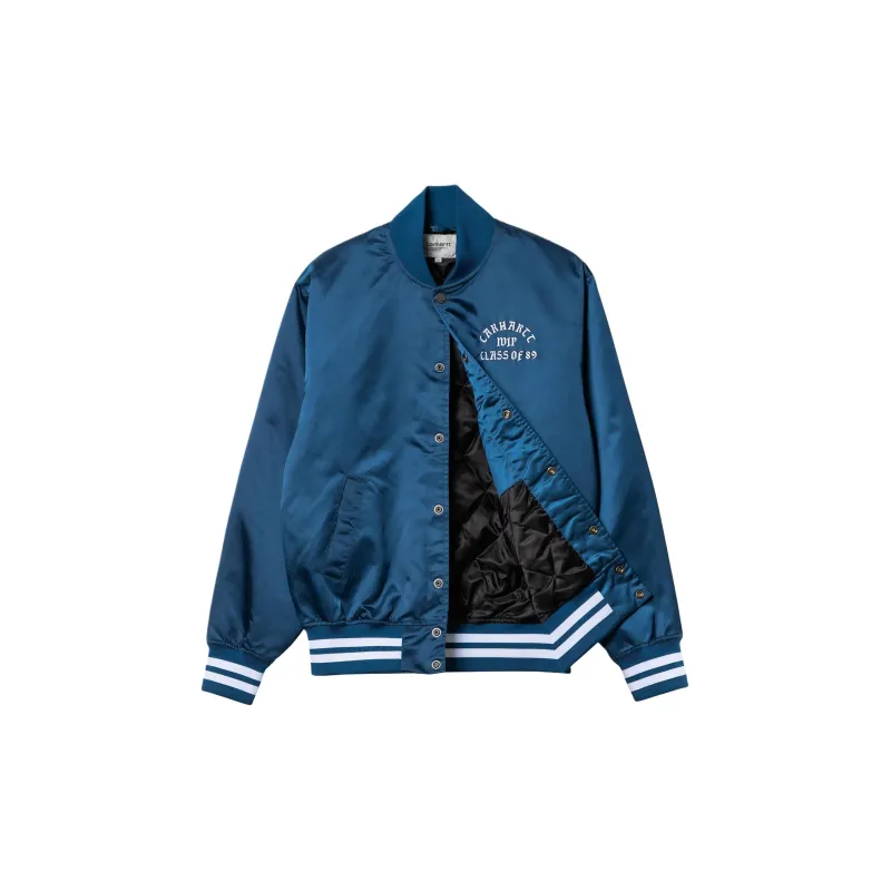 Carhartt WIP Preppy Style Collection Class Of 89 Bomber Jacket Baseball Jacket Men's Blue-1