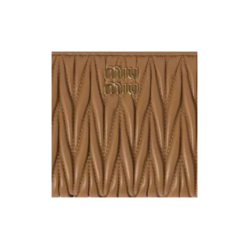 MIU MIU Leather Wallet Tubas Women's Caramel-4