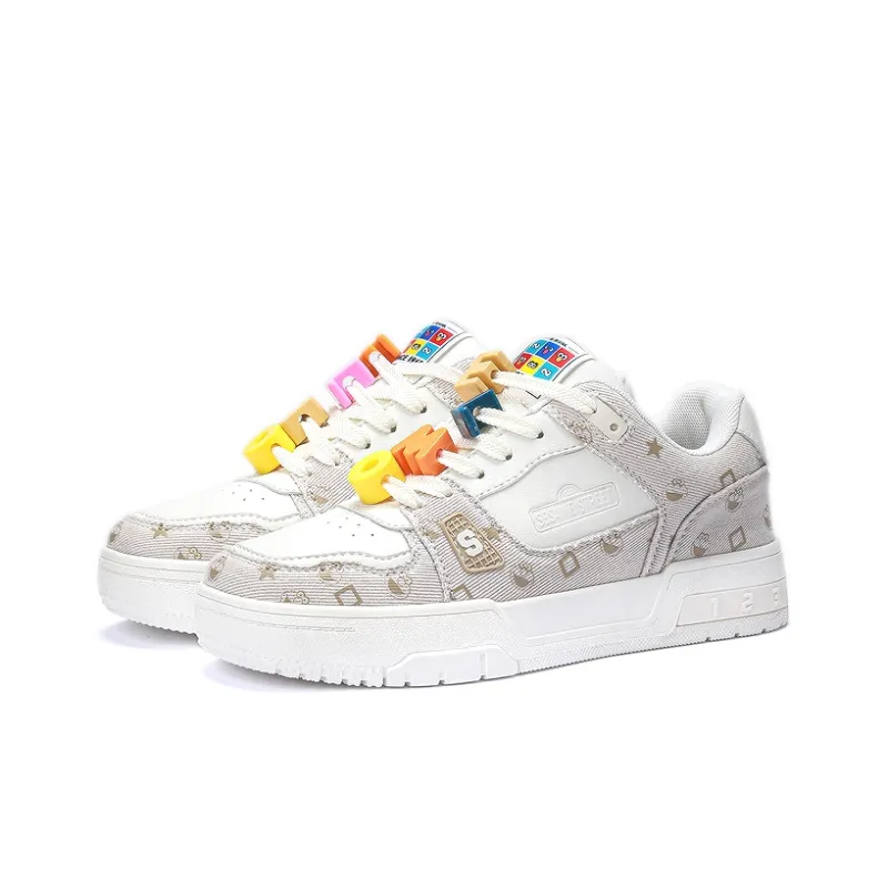 SESAME STREET Skateboard Shoes Unisex Low Top Black & White/Denim Blue/Beige Apricot/Black-21